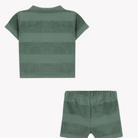 Ensemble court kaki éponge et coton rayure babyboy Tartine et Chocolat E26