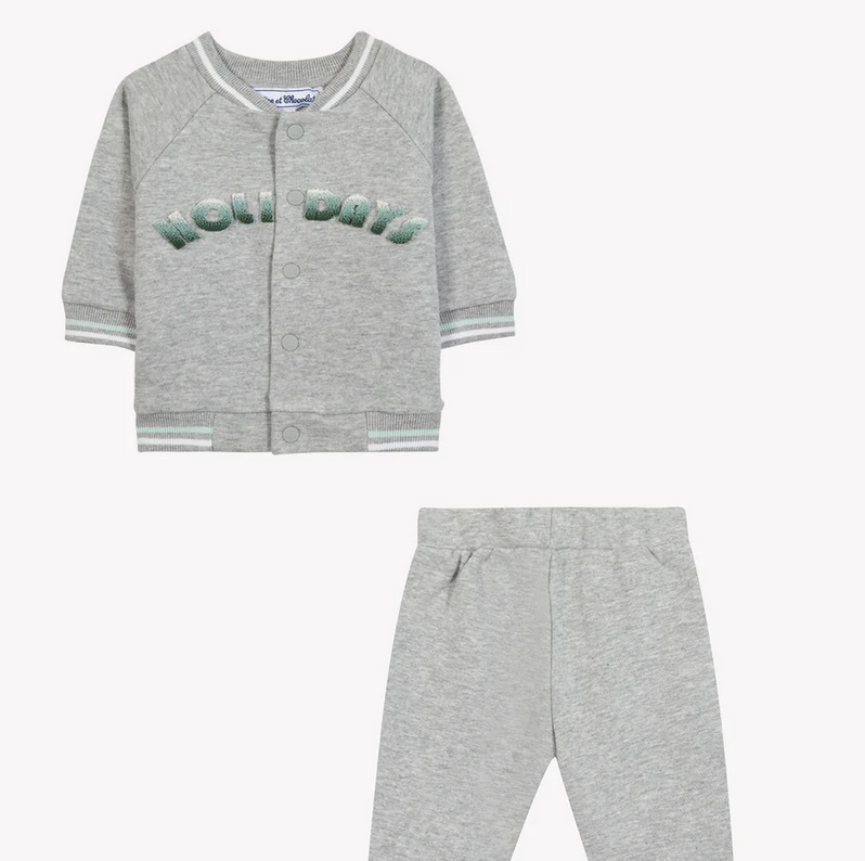 Ensemble jogging gris chiné coton babyboy Tartine et Chocolat E26