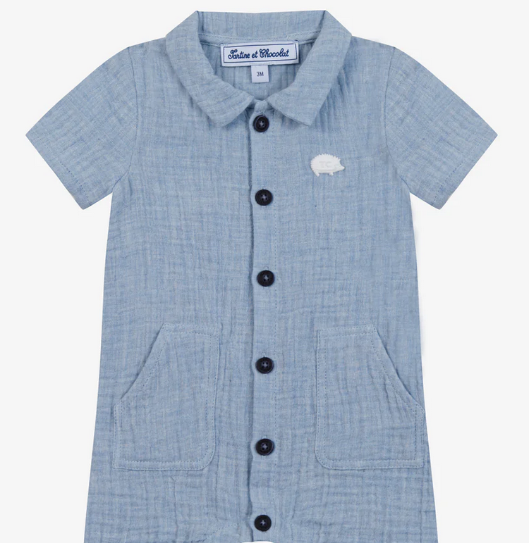 Combinaison courte bleu nuage babyboy Tartine et chocolat E26