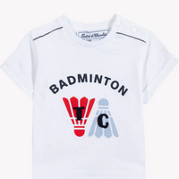 Tee-shirt blanc badminton babyboy Tartine et Chocolat E26