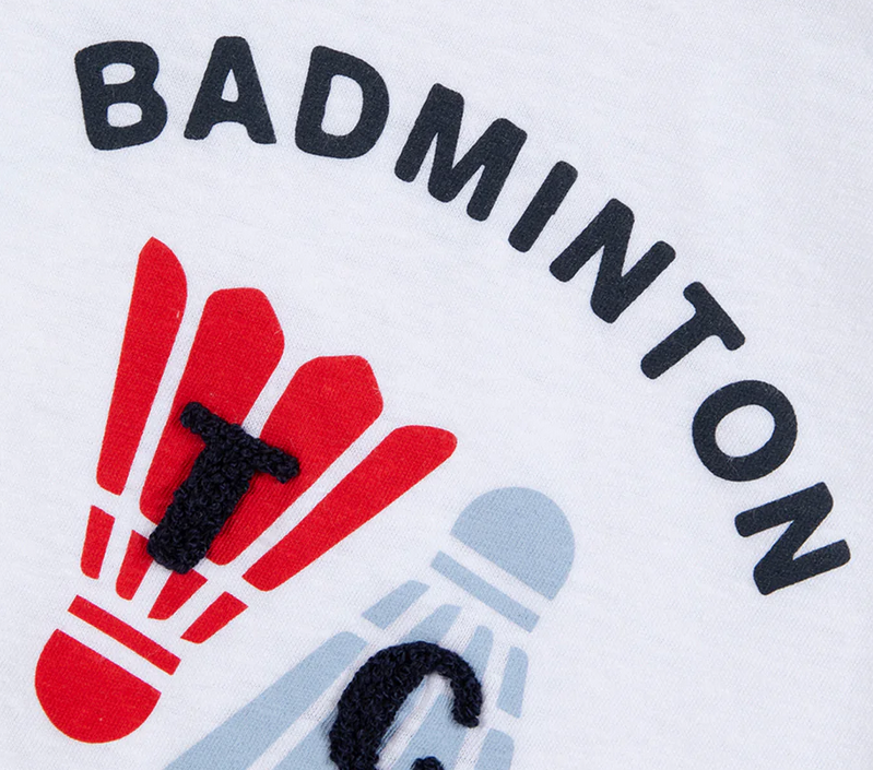Tee-shirt blanc badminton babyboy Tartine et Chocolat E26