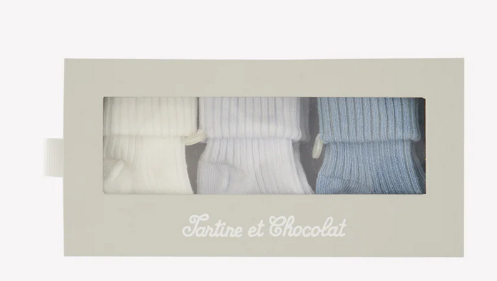 Coffret Chaussettes babyboy bleu horizon coton Tartine et Chocolat