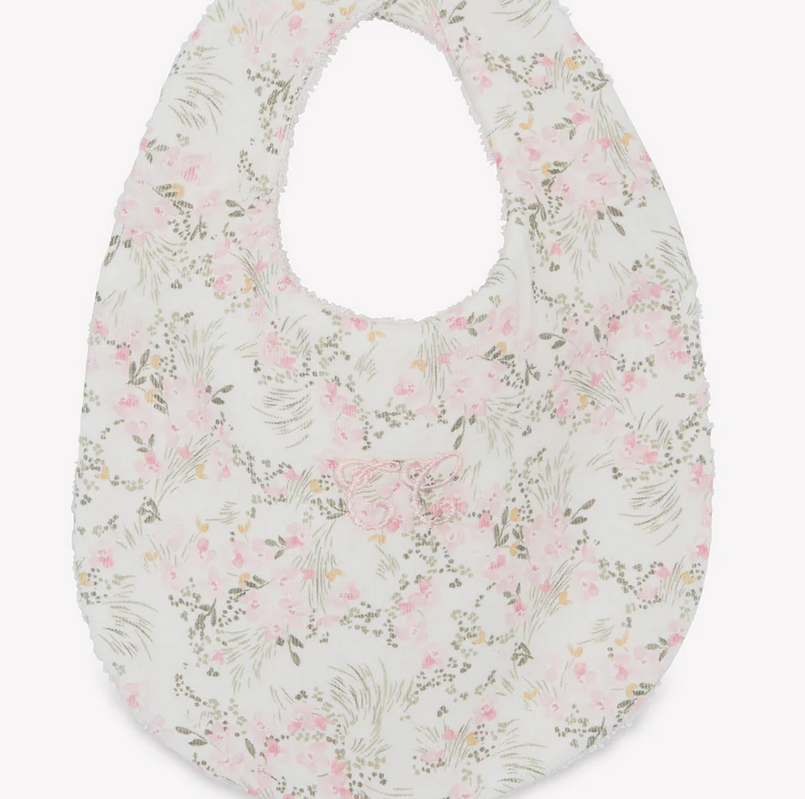 Bavoir jardin hivernal Toile de Jouy rose Tartine et Chocolat