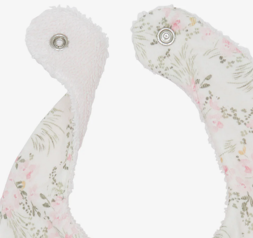 Bavoir jardin hivernal Toile de Jouy rose Tartine et Chocolat