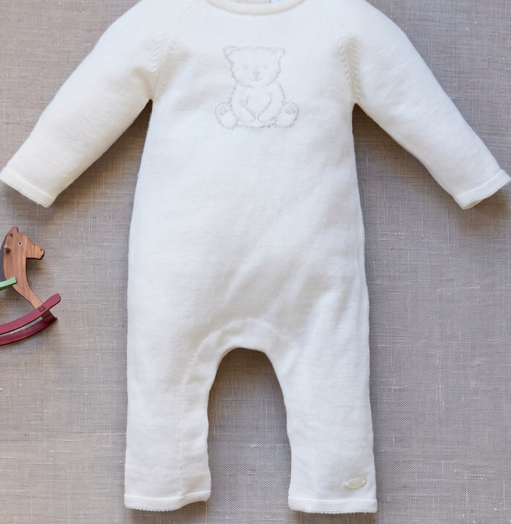 Combinaison longue écru coton broderie baby Mixte Tartine et chocolat H26