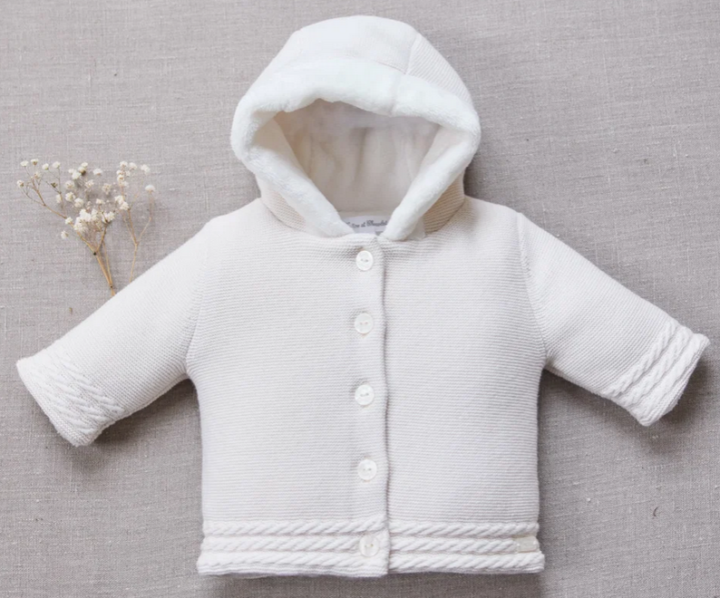 Manteau Ecru coton tressé unisexe Tartine et Chocolat