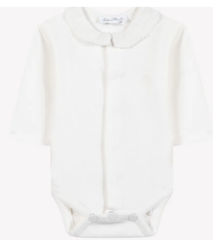 Body Ecru coton col brodé babygirl Tartine et Chocolat H26
