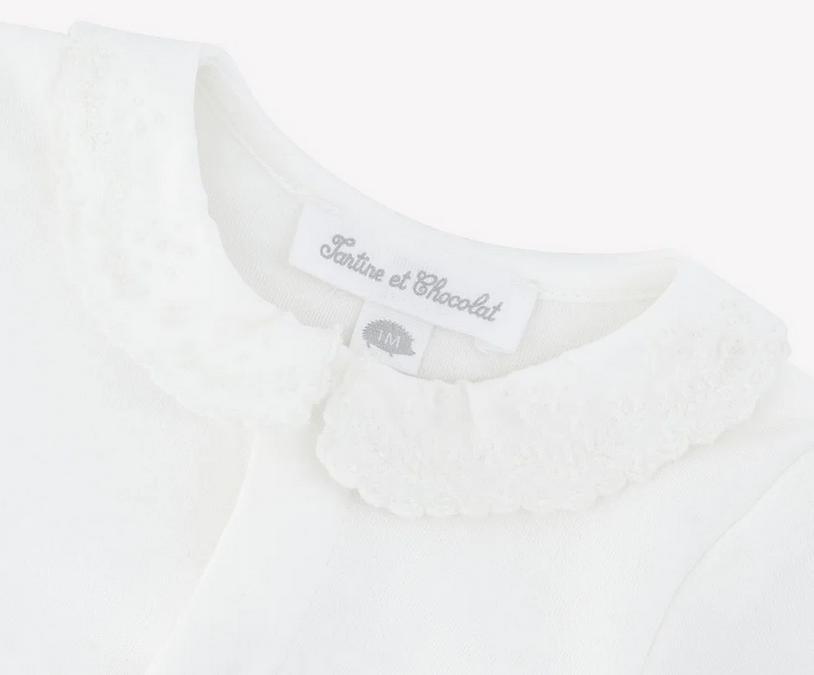 Body Ecru coton col brodé babygirl Tartine et Chocolat H26