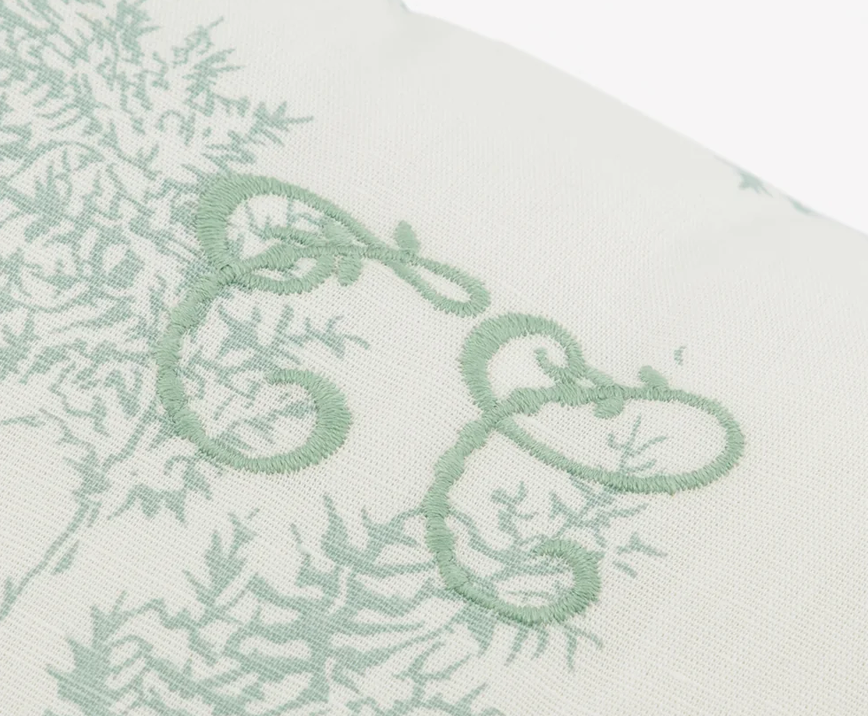 Coussin réversible feuillage vert Tartine et chocolat