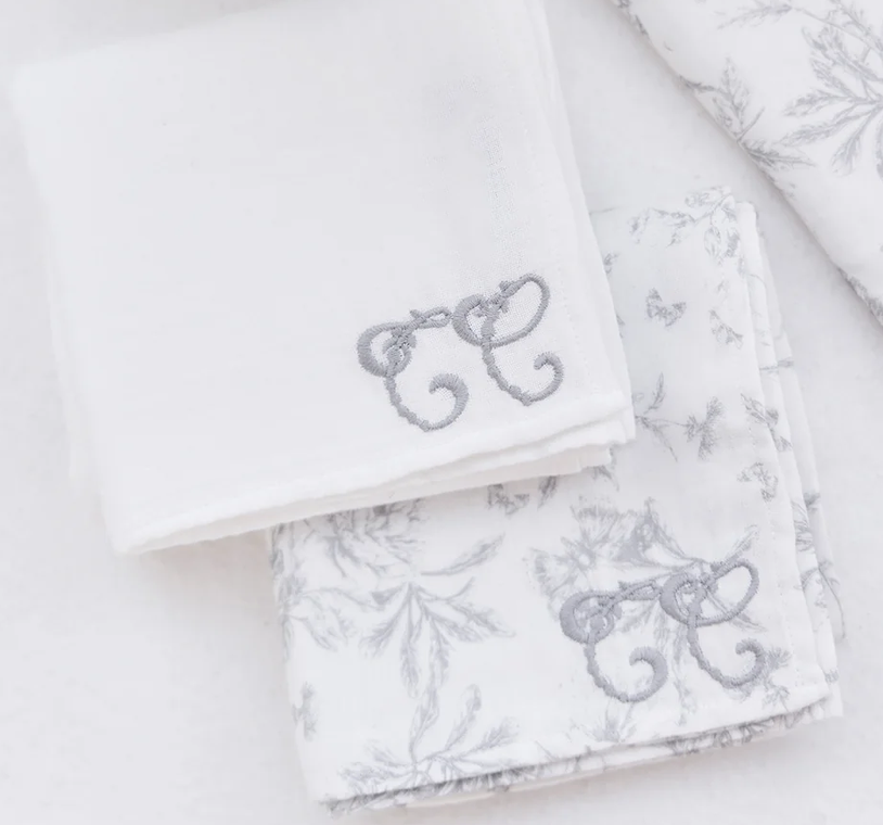 Lot de deux langes Toile de Jouy gris Tartine et Chocolat