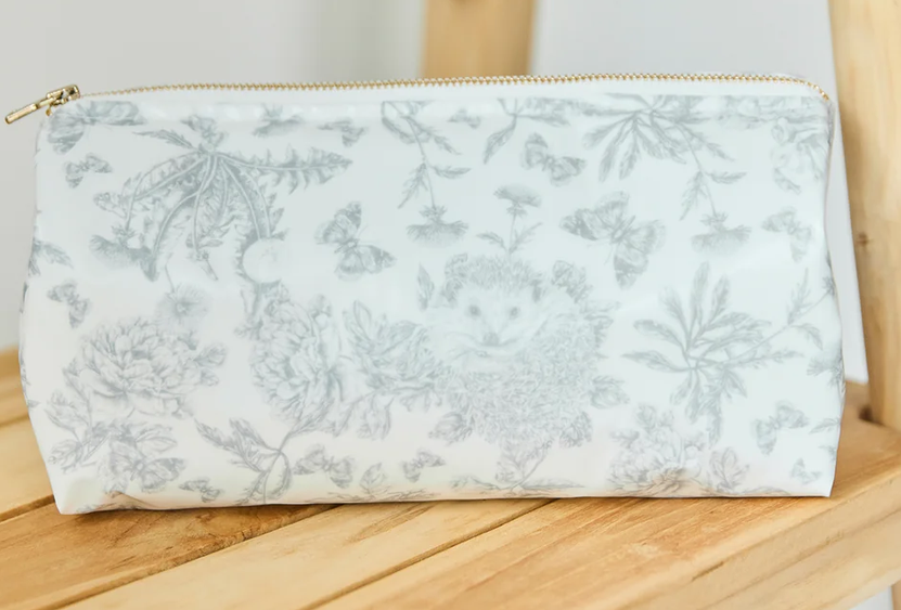 Trousse de toilette enduite Toile de Jouy gris Tartine et Chocolat