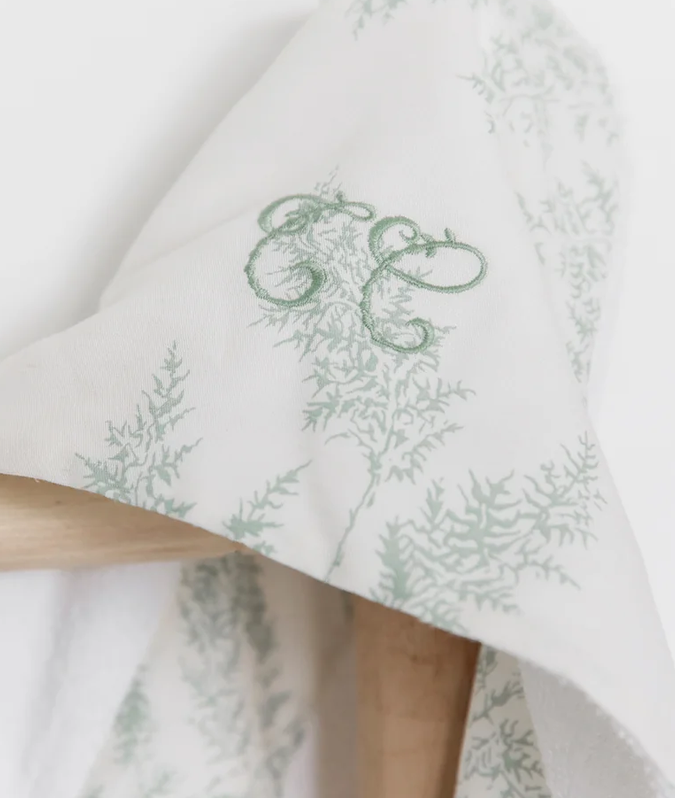 Cape de bain feuillage vert Tartine et Chocolat