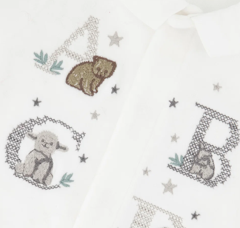 Pyjama velours brodé écru unisexe Tartine et Chocolat