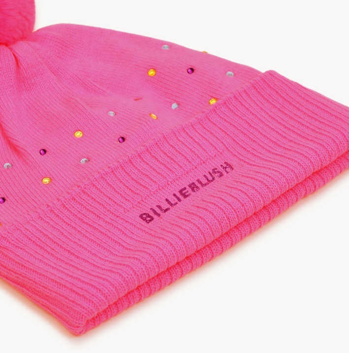 Bonnet à strass multicolores storm pink fille Billieblush H26