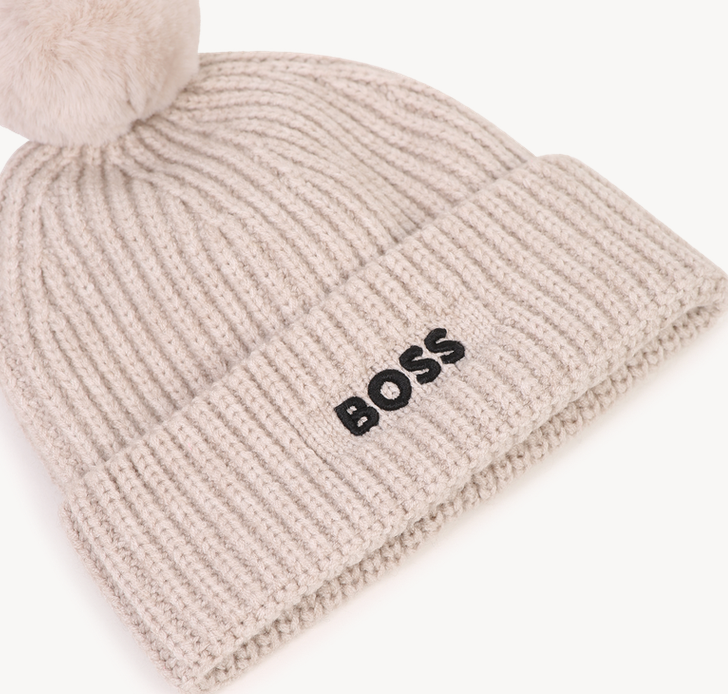 Bonnet en tricot ecru chiné babyboy Boss H26