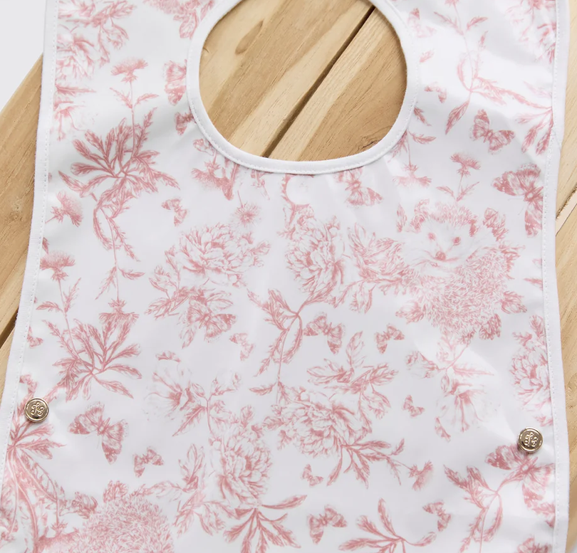 Bavoir toile de jouy rose enduite Tartine et Chocolat