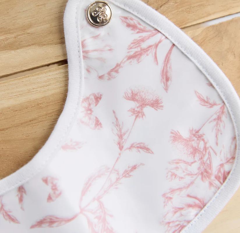 Bavoir toile de jouy rose enduite Tartine et Chocolat