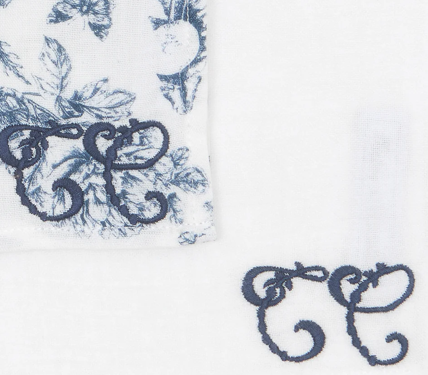 Lot de deux langes Toile de Jouy marine Tartine et Chocolat