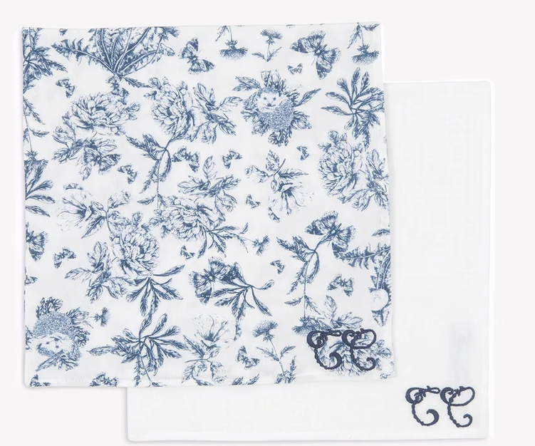 Lot de deux langes Toile de Jouy marine Tartine et Chocolat