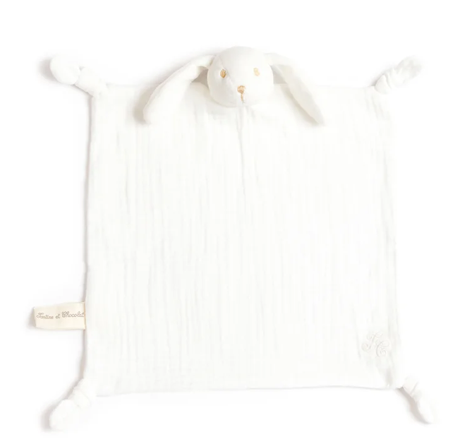 Doudou Augustin le Lapin coton bio écru Tartine et Chocolat
