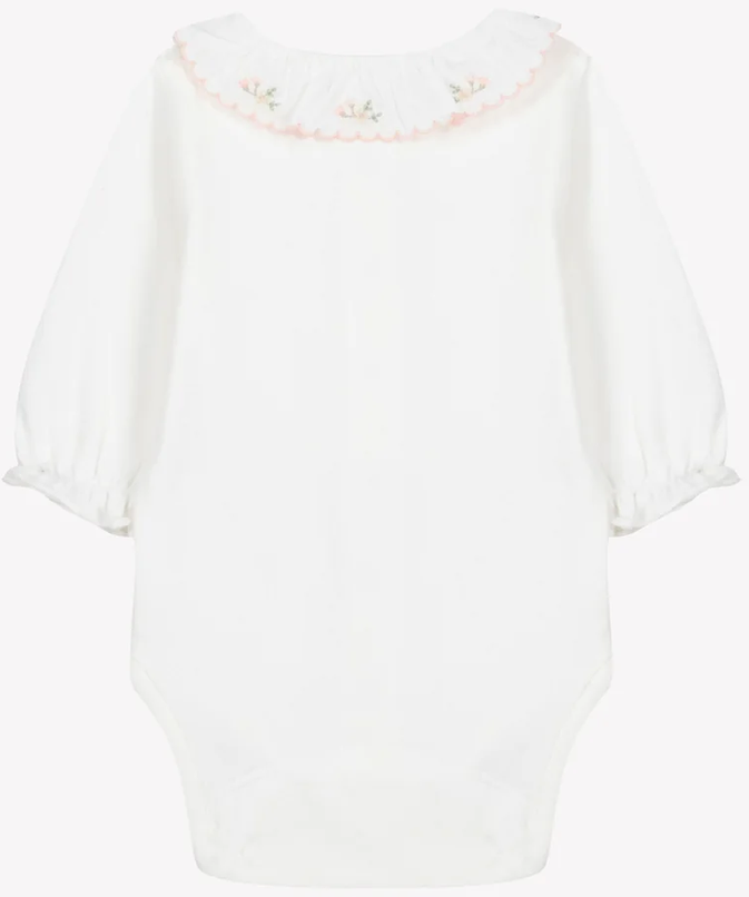 Body coton col volanté fleuri écru babygirl Tartine et Chocolat H26
