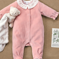 Pyjama en velours col volanté pêche babygirl Tartine et Chocolat