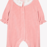 Pyjama en velours col volanté pêche babygirl Tartine et Chocolat