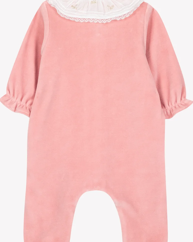 Pyjama en velours col volanté pêche babygirl Tartine et Chocolat