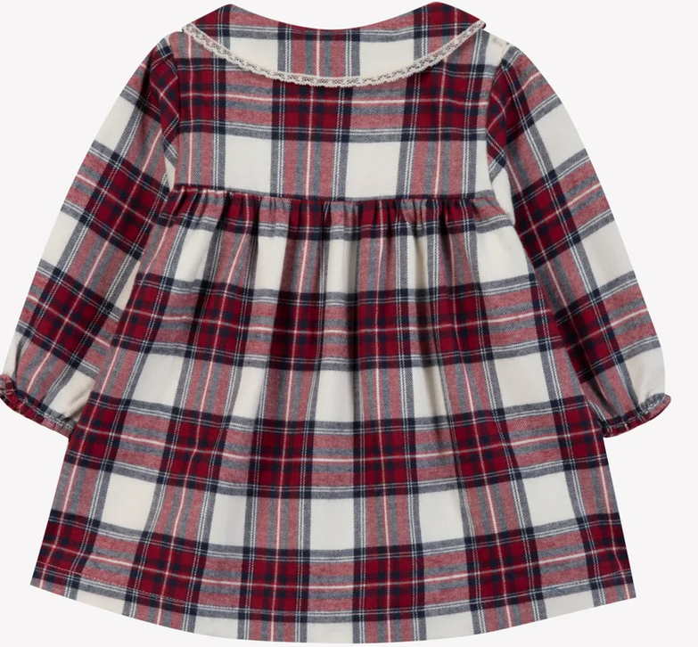 Robe à carreaux en coton écru babygirl Tartine et Chocolat H26
