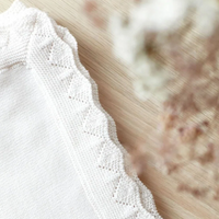 Couverture pointelle en laine merinos écru Tartine et Chocolat