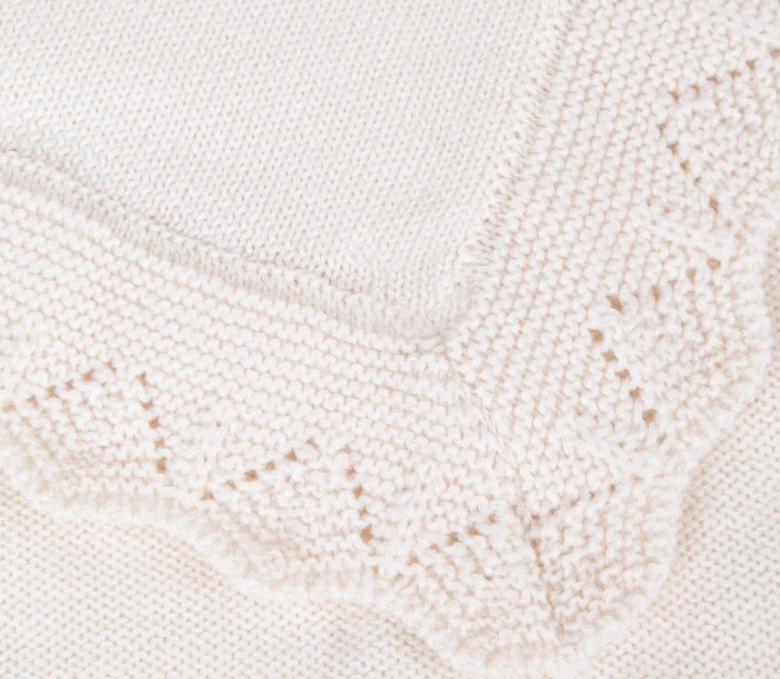 Couverture pointelle en laine merinos écru Tartine et Chocolat