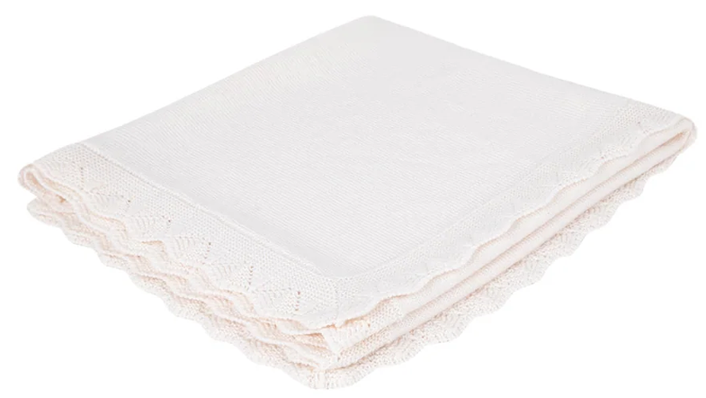 Couverture pointelle en laine merinos écru Tartine et Chocolat