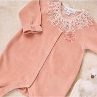 Pyjama pêche velours col dentelle babygirl Tartine et Chocolat H25