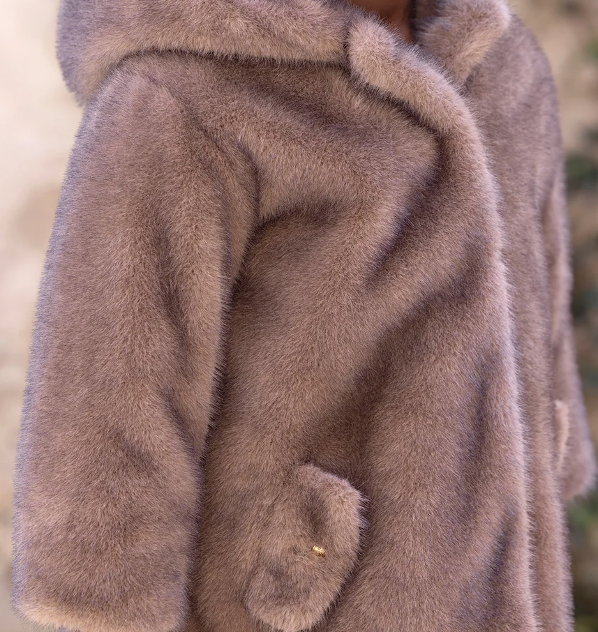 Manteau imitation fourrure beige moyen fille Tartine et Chocolat H26