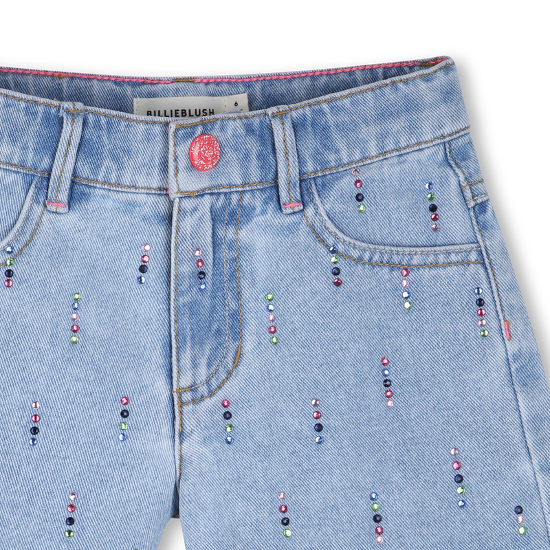 Short en Jean's bleu à clous multicolores fille Billieblush E26