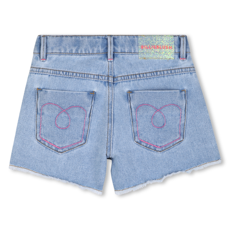 Short en Jean's bleu à clous multicolores fille Billieblush E26