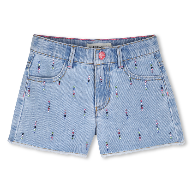 Short en Jean's bleu à clous multicolores fille Billieblush E26