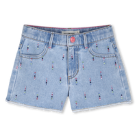 Short en Jean's bleu à clous multicolores fille Billieblush E26