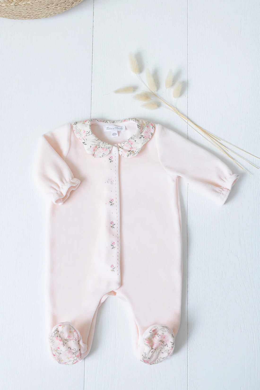 Pyjama rose pâle fleuri babygirl Tartine et Chocolat