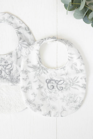 Bavoir Toile de Jouy gris Tartine et Chocolat