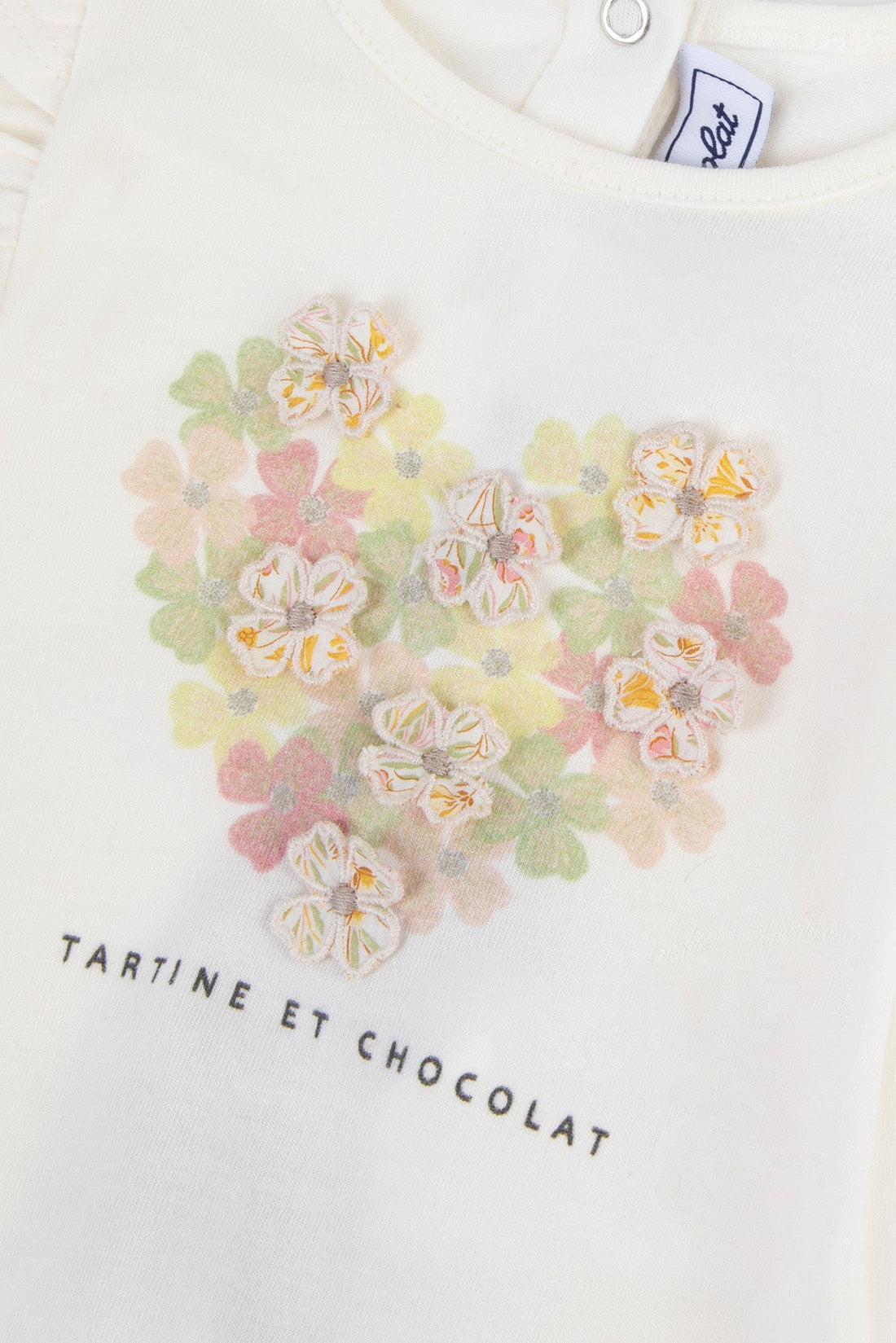 Tee-shirt Ecru coeur Liberty babygirl Tartine et Chocolat