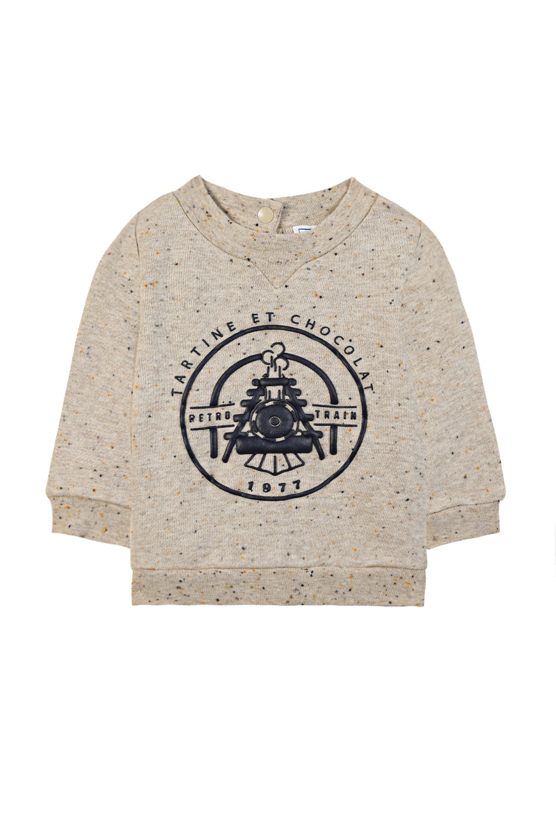 Sweat train beige chiné babyboy Tartine et Chocolat H24