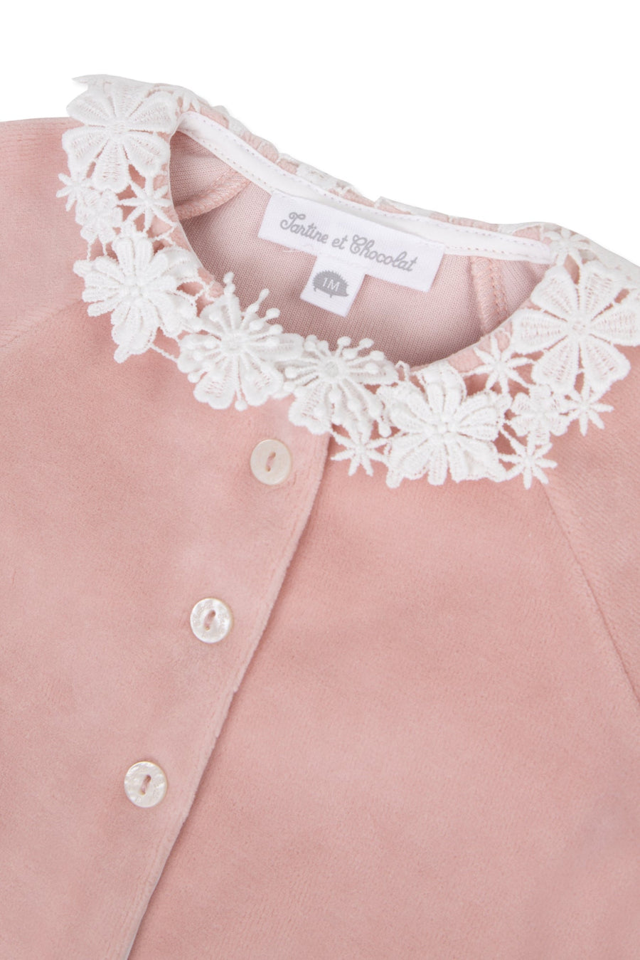 Pyjama en velours rose dentelle babygirl Tartine et Chocolat H24