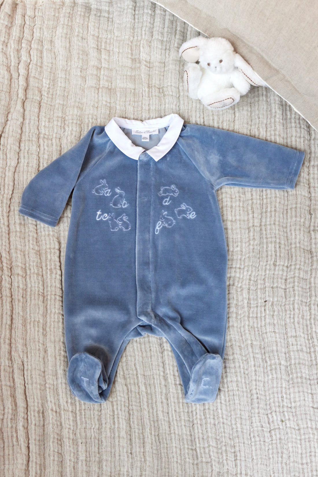 Pyjama en velours bleu orage babyboy Tartine et Chocolat H24