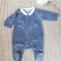 Pyjama en velours bleu orage babyboy Tartine et Chocolat H24