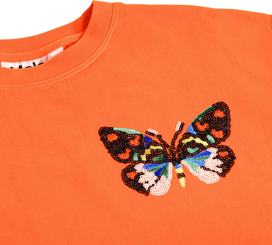 Tee-shirt orange imprimé papillon fille Molo E26