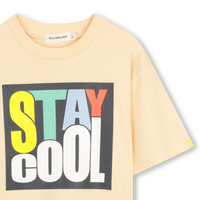 Tee Shirt manches courtes beige à motif garçon Billieblush E26