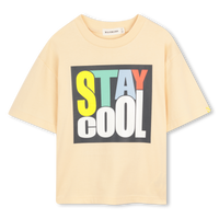 Tee Shirt manches courtes beige à motif garçon Billieblush E26