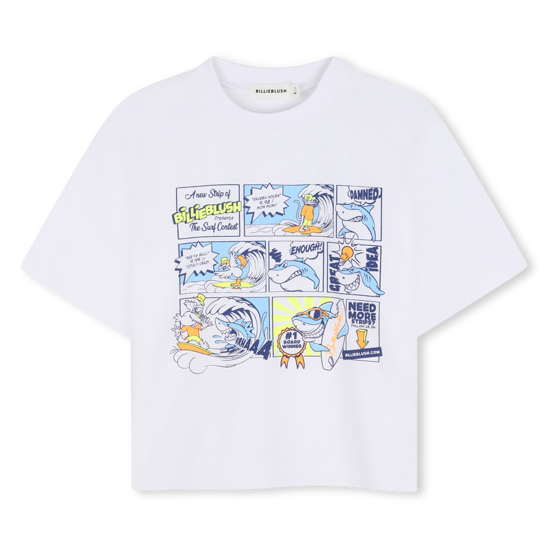 Tee Shirt manches courtes blanc à motif BD garçon Billieblush E26