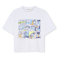 Tee Shirt manches courtes blanc à motif BD garçon Billieblush E26